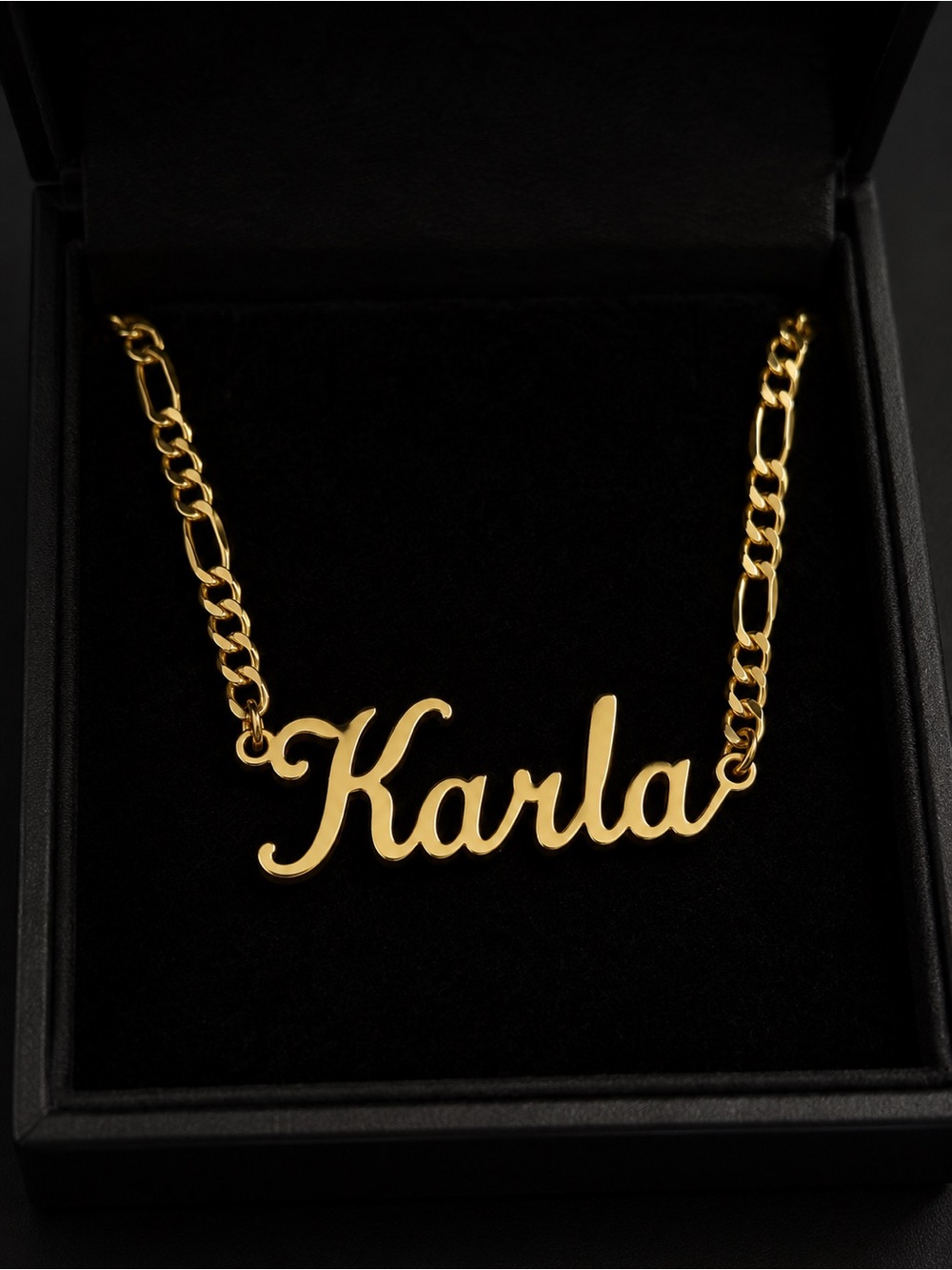 Personalized "Karla" Name Necklace - Gold Script Pendant